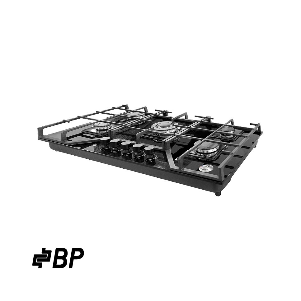 Encimera a Gas Empotrable BP 5Q Vidrio Parrilla Hierro Fundido de 90cm  BARCELONA II