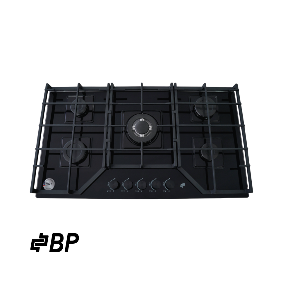 Encimera a Gas Empotrable BP 5Q Vidrio Parrilla Hierro Fundido de 90cm  BARCELONA II