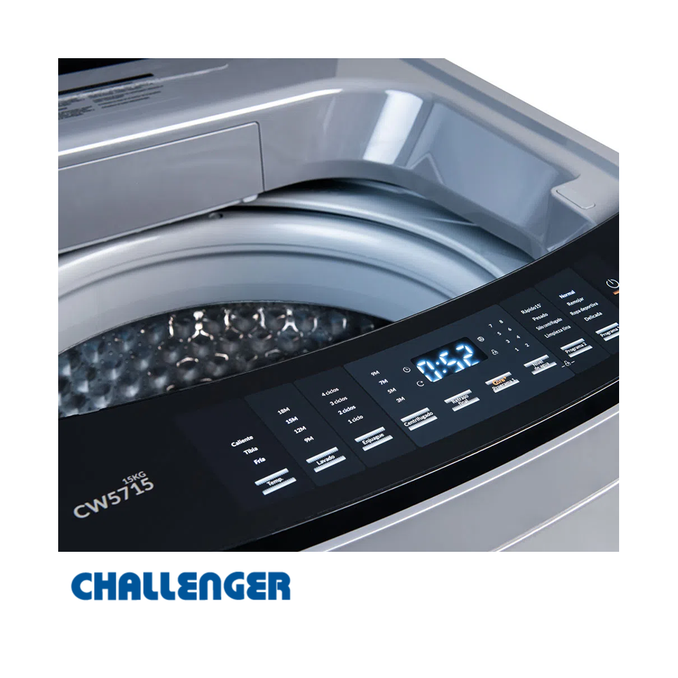 Lavadora Challenger 15 kgs 33 Lbs Digital Sin Agitador CW5715