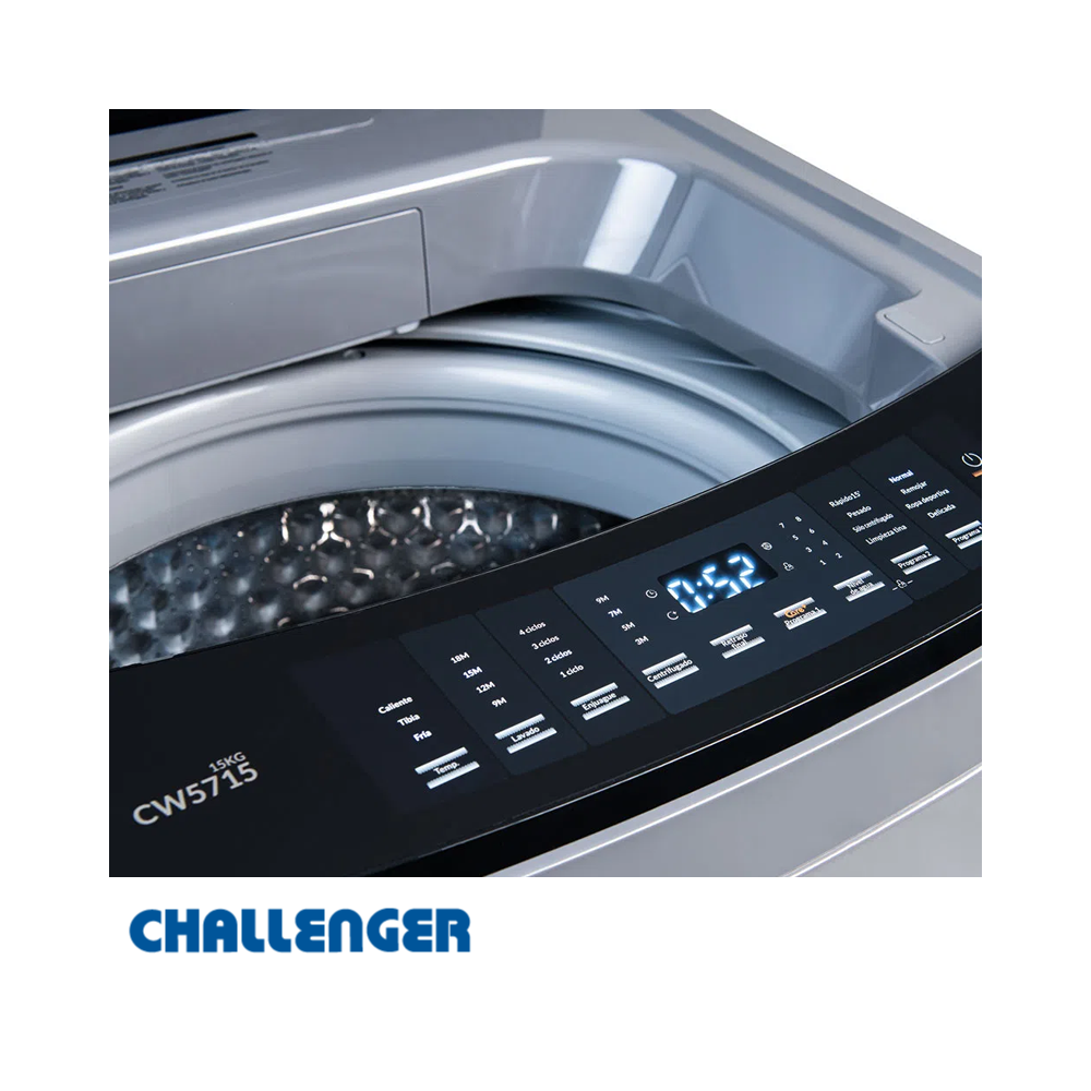Lavadora Challenger 15 kgs 33 Lbs Digital Sin Agitador CW5715