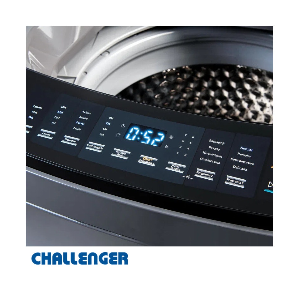 Lavadora Challenger 15 kgs 33 Lbs Digital Sin Agitador CW5715