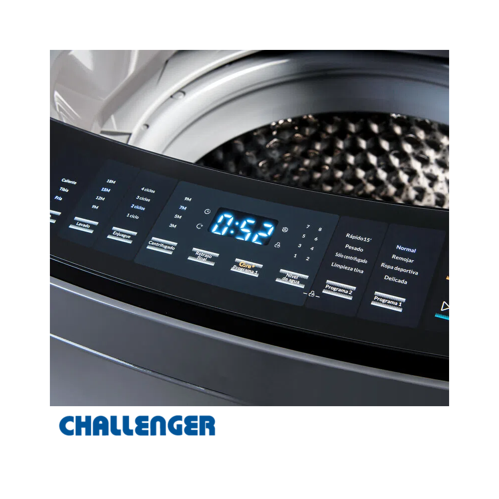 Lavadora Challenger 15 kgs 33 Lbs Digital Sin Agitador CW5715