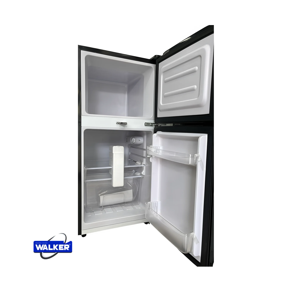 Minibar Walker Doble Puerta 108 Litros Vidrio Negro BCD-108R
