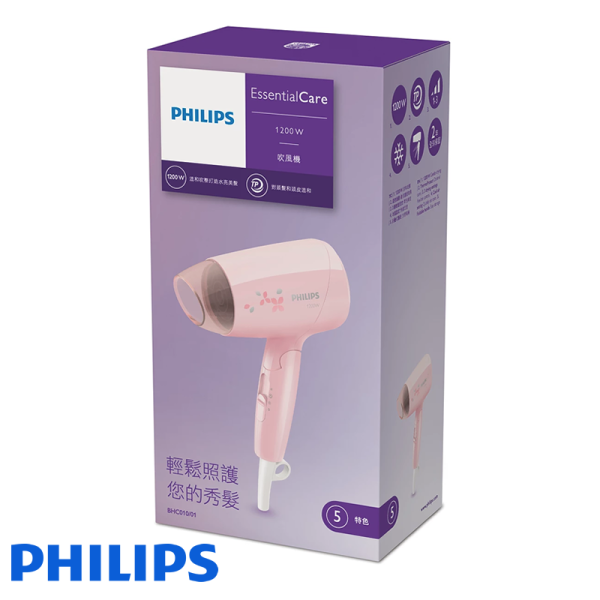 Secador De Cabello Philips EssentialCare de 1200 Watts BHC010/01