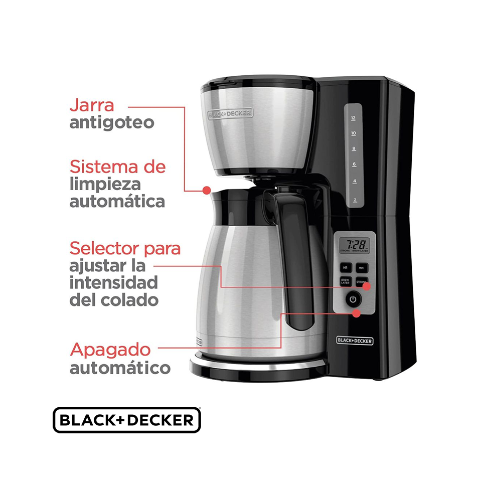 Cafetera Black+Decker Tecnología Vortex Para 12 Tazas CM2046S