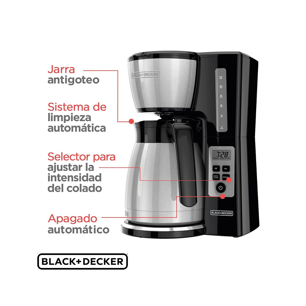 Cafetera Black+Decker Tecnología Vortex Para 12 Tazas CM2046S