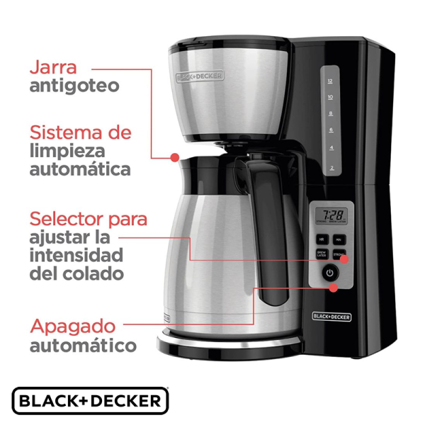 Cafetera Black+Decker Tecnología Vortex Para 12 Tazas CM2046S