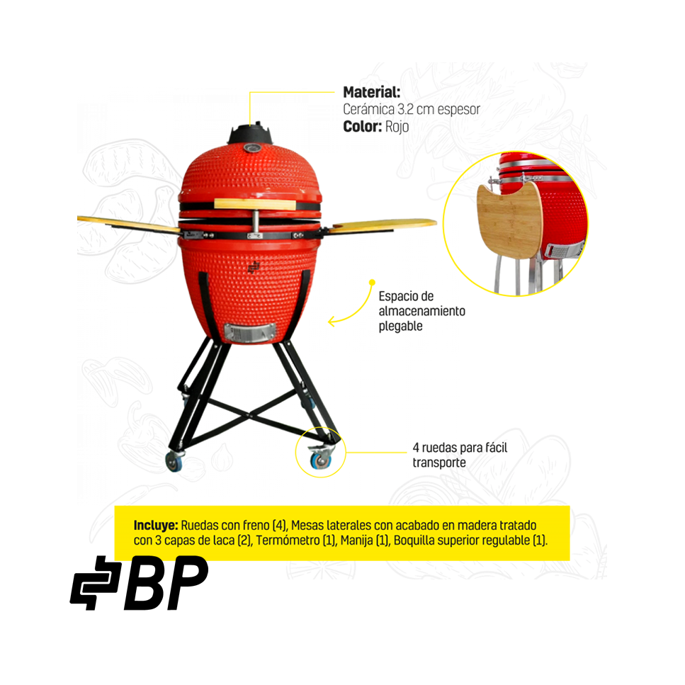 Parrilla Ahumadora de Carbón BP de Cerámica KAMADO-GRILL