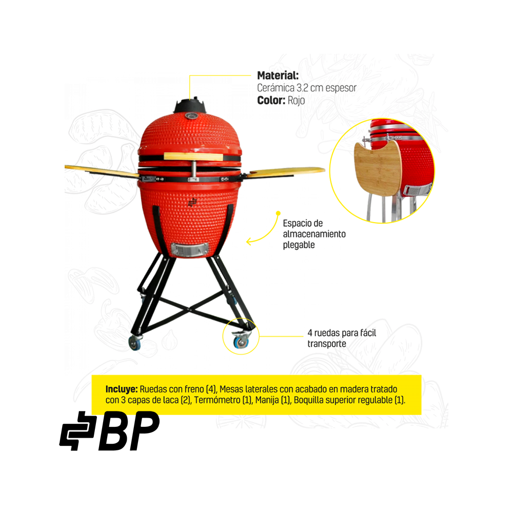 Parrilla Ahumadora de Carbón BP de Cerámica KAMADO-GRILL