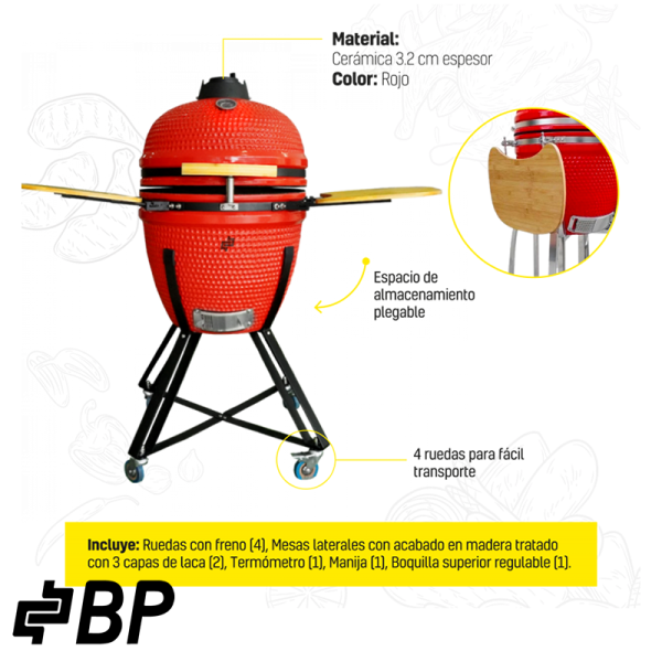 Parrilla Ahumadora de Carbón BP de Cerámica KAMADO-GRILL