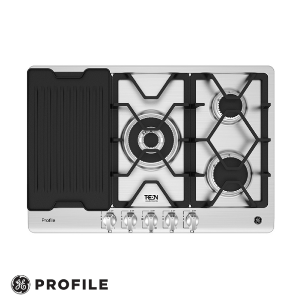 Encimera a Gas Empotrable General Electric 76 cm Acero inox PGP75TI0