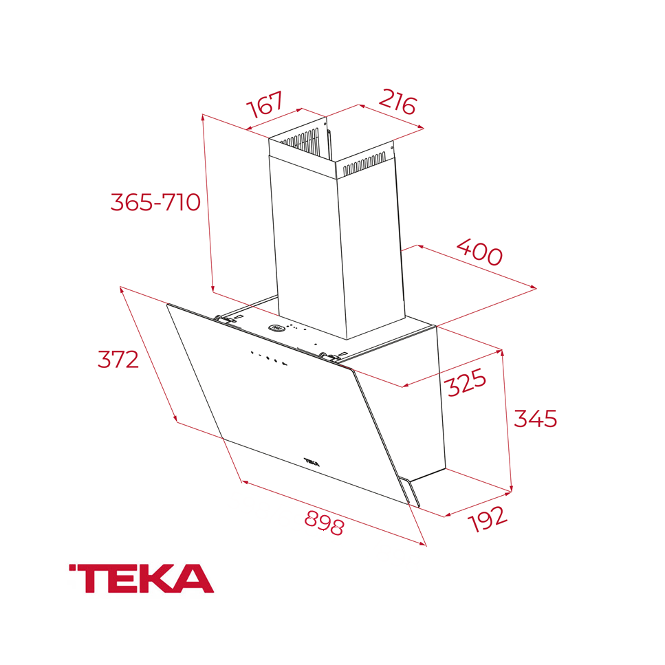 Campana de Pared TEKA 90cm de Vidrio Inclinado DVN 94030