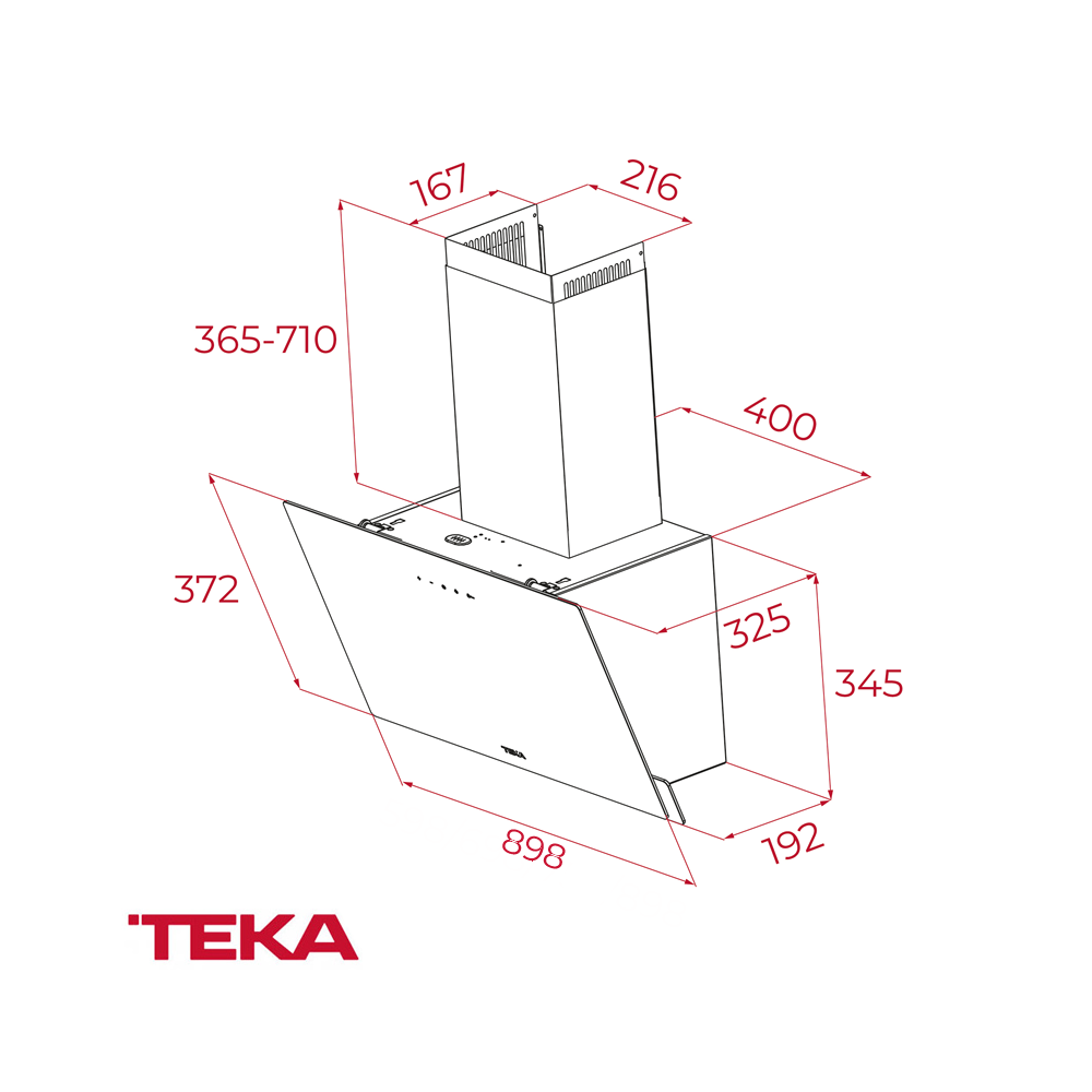 Campana de Pared TEKA 90cm de Vidrio Inclinado DVN 94030