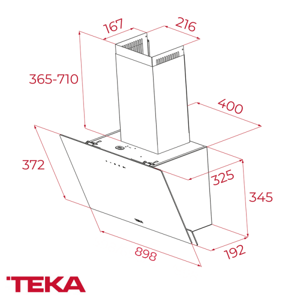 Campana de Pared TEKA 90cm de Vidrio Inclinado DVN 94030