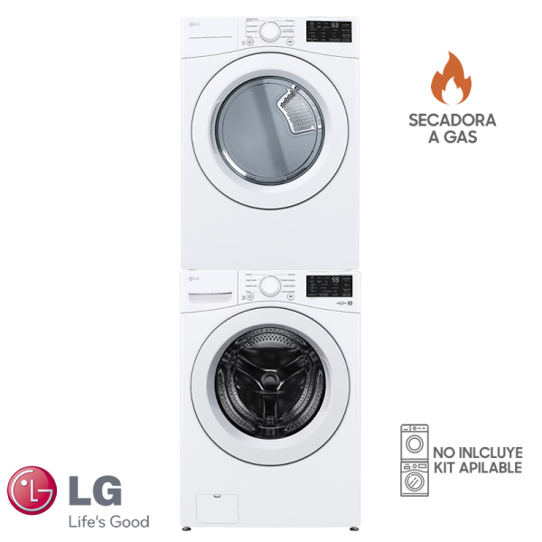 Combo Lavadora + Secadora de Gas LG 25 Kgs – 55 Lbs Inverter