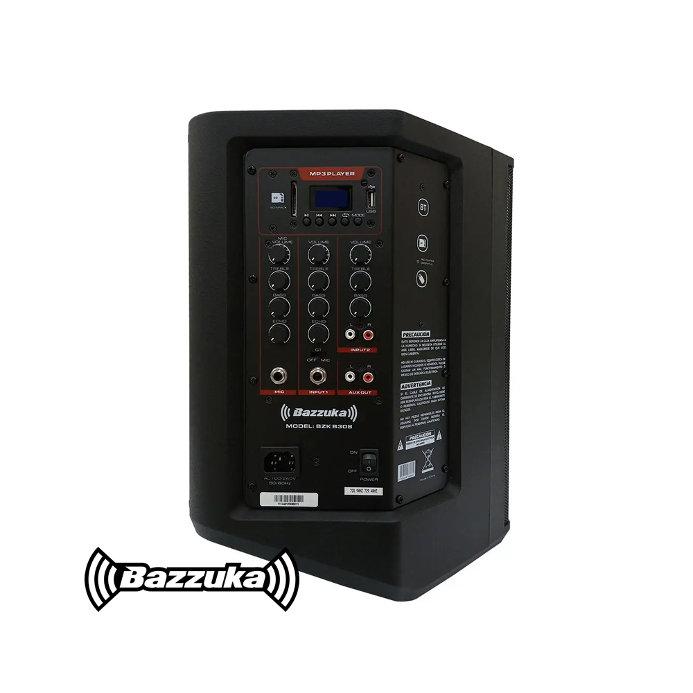 Parlante Bazzuka Portatil de 100 Watts 8" Pulgadas + Micrófono B308