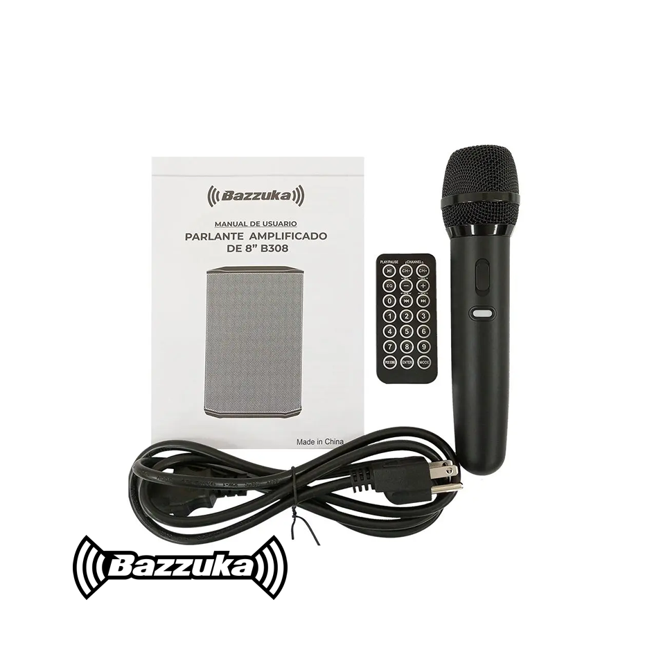 Parlante Bazzuka Portatil de 100 Watts 8" Pulgadas + Micrófono B308