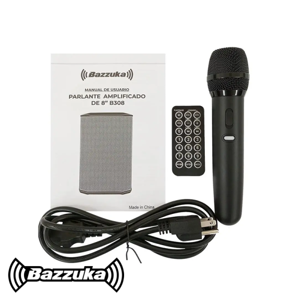 Parlante Bazzuka Portatil de 100 Watts 8" Pulgadas + Micrófono B308
