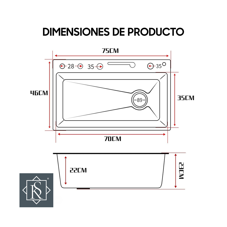 Fregadero Rock Stone de 1 Pozo Con Accesorios LUXE COMPLETO 6 AC