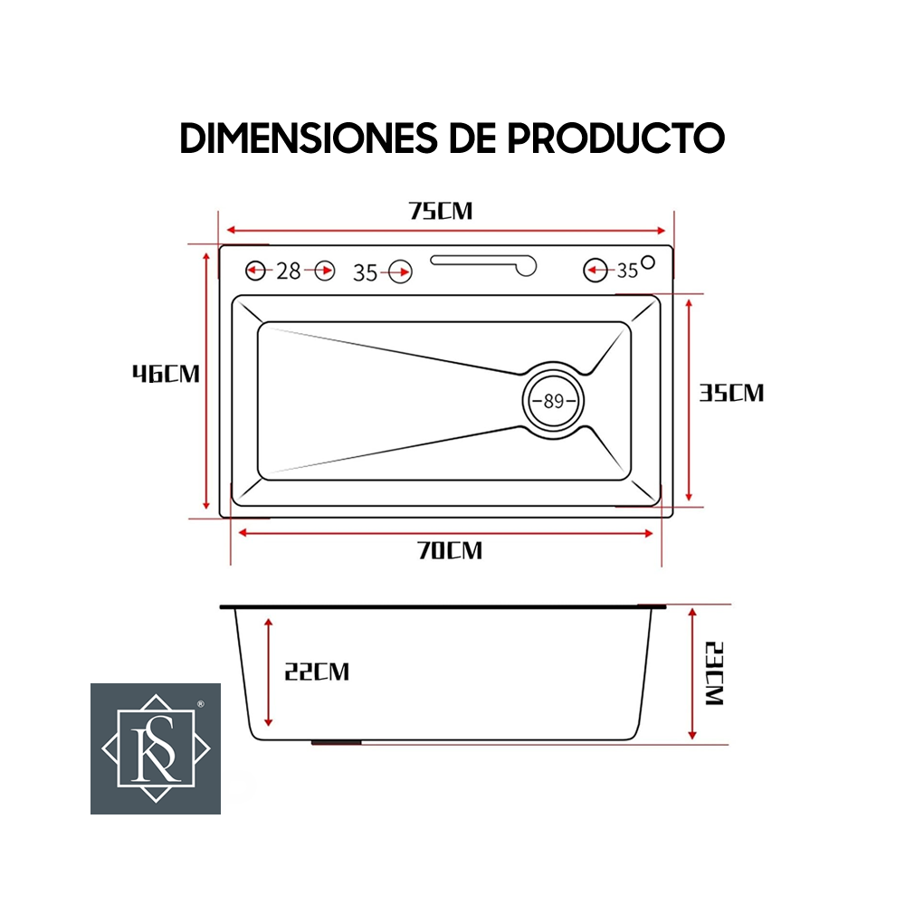 Fregadero Rock Stone de 1 Pozo Con Accesorios LUXE COMPLETO 6 AC