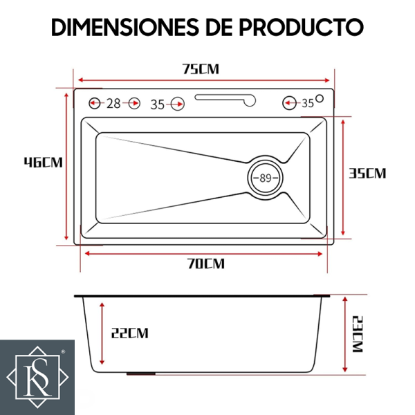 Fregadero Rock Stone de 1 Pozo Con Accesorios LUXE COMPLETO 6 AC