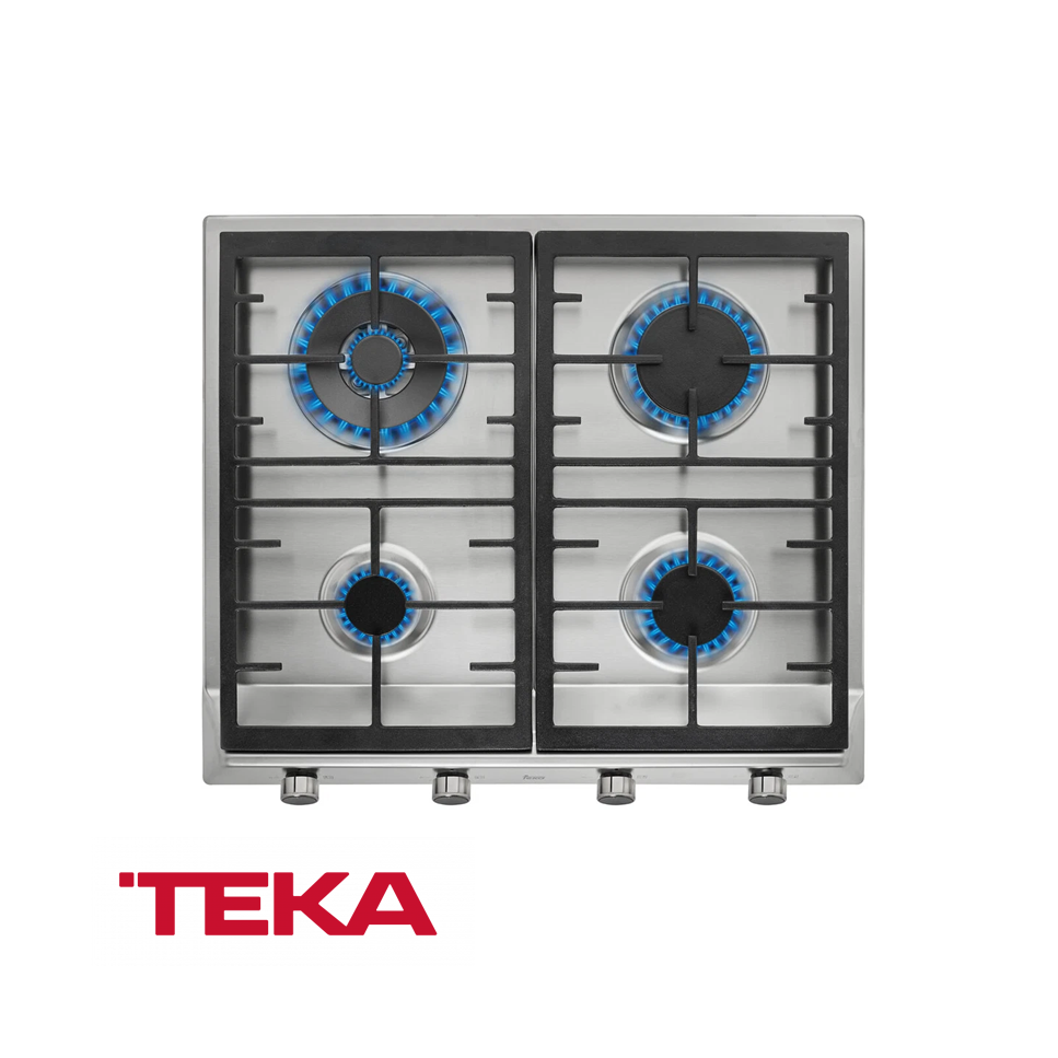 Encimera Teka de Gas Empotrable 4 Quemadores 58 cm Acero Inox EX 60.1 4G AI DR CI