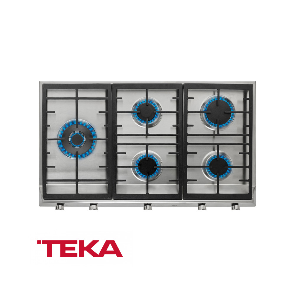Encimera Teka de Gas Empotrable 5 Quemadores 86 cm Acero Inox EX 90.1 5G AI DR CI