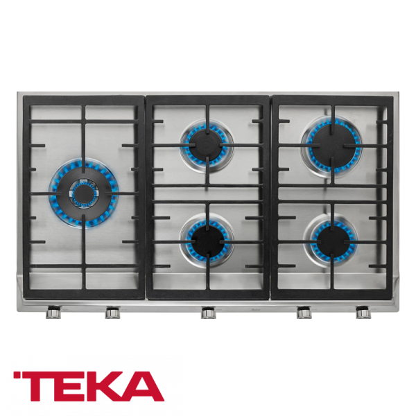Encimera Teka de Gas Empotrable 5 Quemadores 86 cm Acero Inox EX 90.1 5G AI DR CI