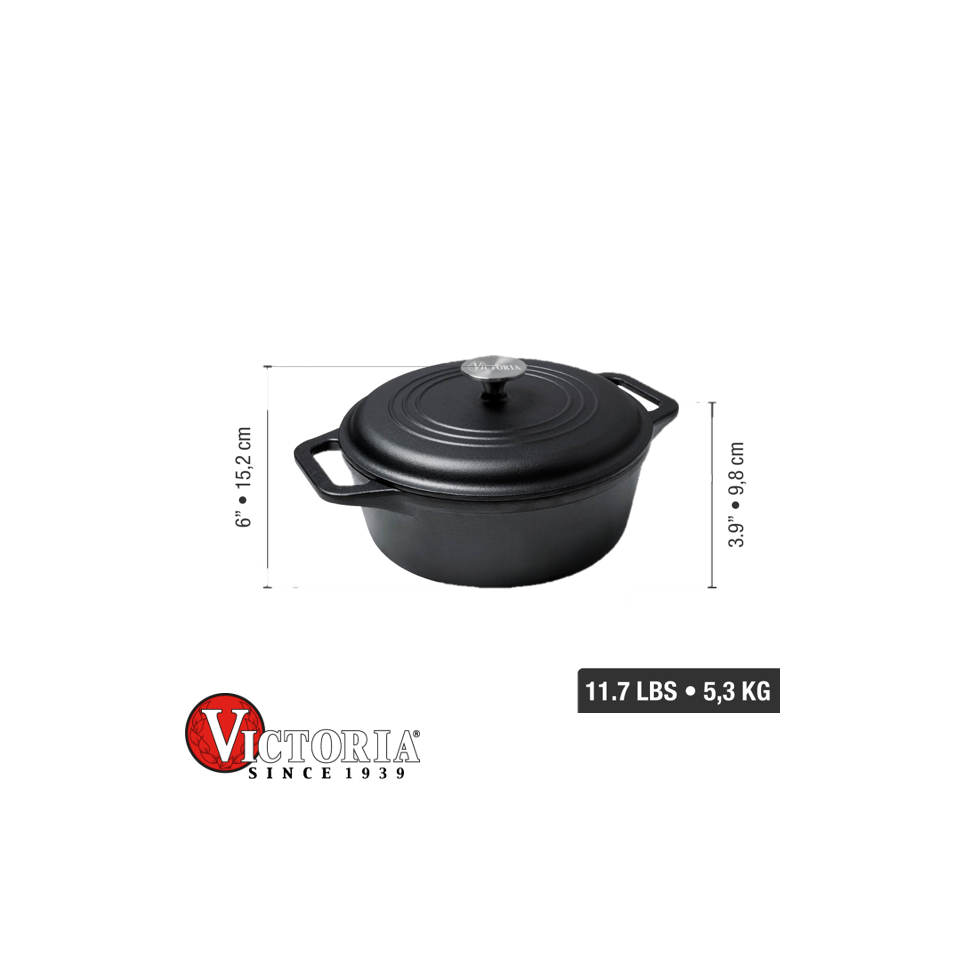 Olla Esmaltada - Horno Holandés Victoria 3.8L Hierro Fundido 35013