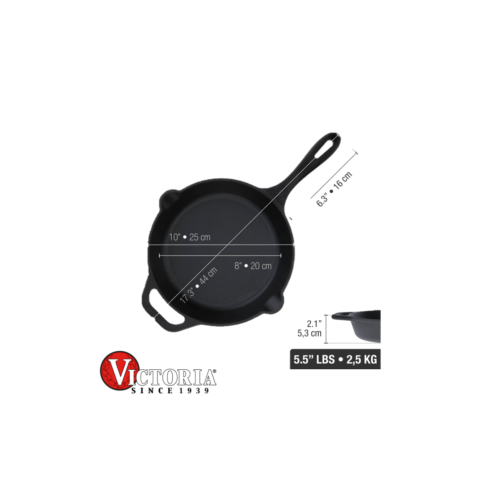 Sartén Grill Victoria Hierro Fundido Precurado 34436