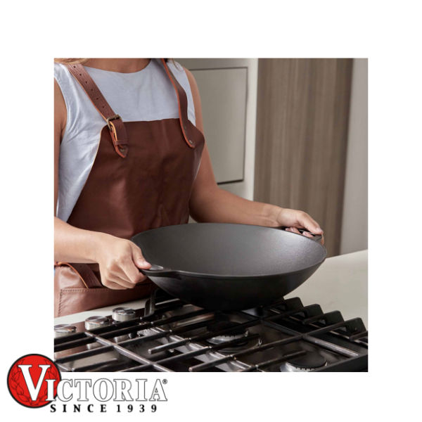 Sartén Wok Victoria Hierro Fundido Precurado 35020