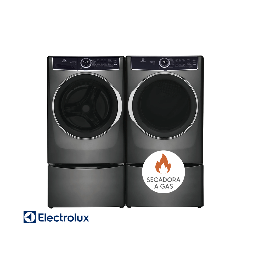 Combo Lavadora + Secadora de Gas Electrolux 22kgs Carga Frontal Ploma Con Base