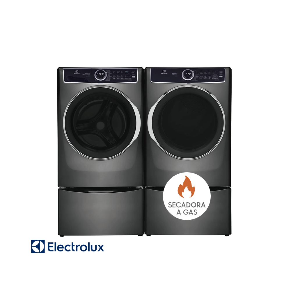 Combo Lavadora + Secadora de Gas Electrolux 22kgs Carga Frontal Ploma Con Base