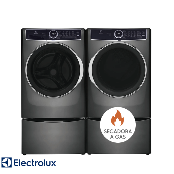Combo Lavadora + Secadora de Gas Electrolux 22kgs Carga Frontal Ploma Con Base