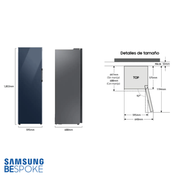 Congelador Vertical Samsung 1 Puerta BESPOKE 323 Litros Blanco RZ32A744512/ED