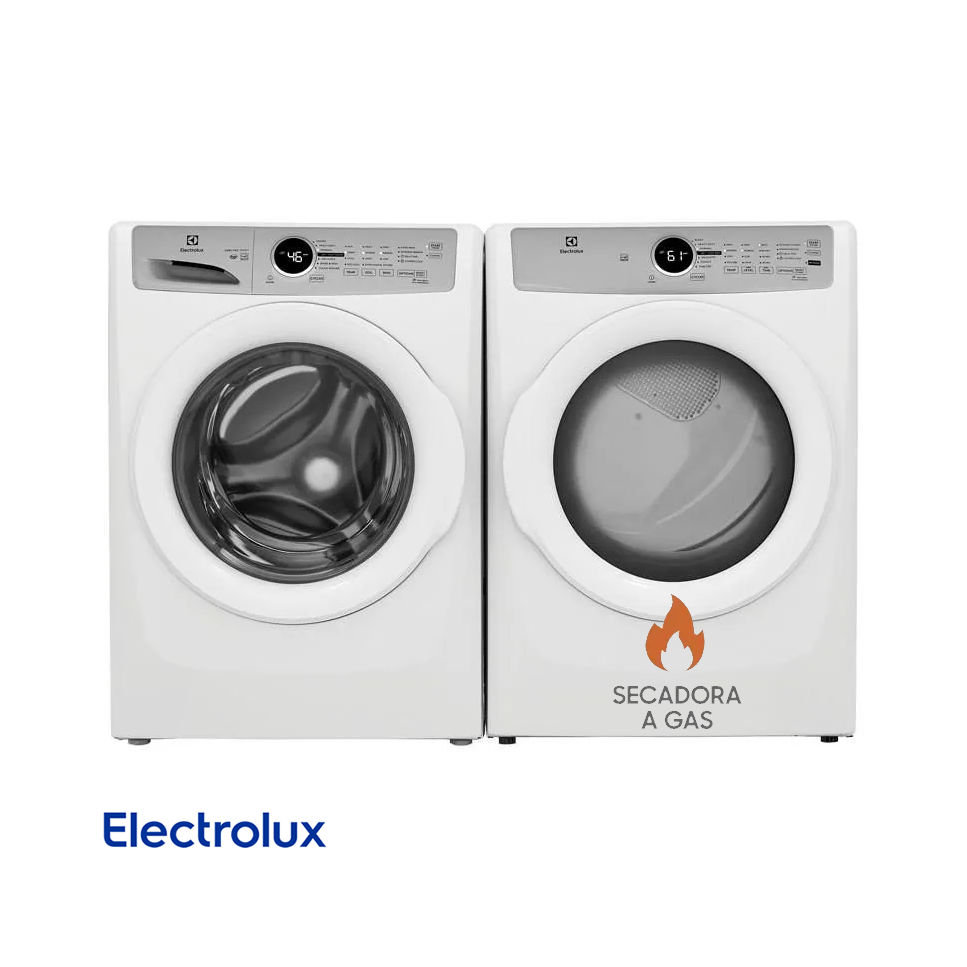 Combo Lavadora + Secadora de Gas Electrolux 22kgs Carga Frontal Blanca