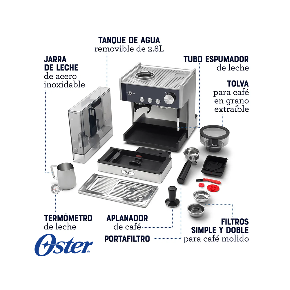 Cafetera Oster PERFECT BREW MÁX Espresso y Capuchino BVSTEM7400