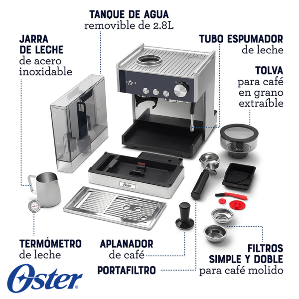 Cafetera Oster PERFECT BREW MÁX Espresso y Capuchino BVSTEM7400