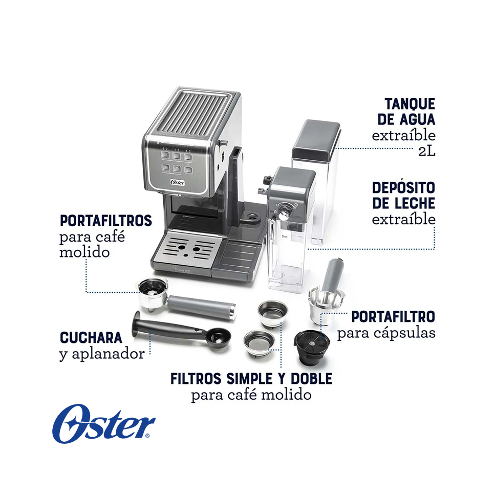 Cafetera Oster Expreso y Capuchino Prima Latte Touch BVSTEM6801M