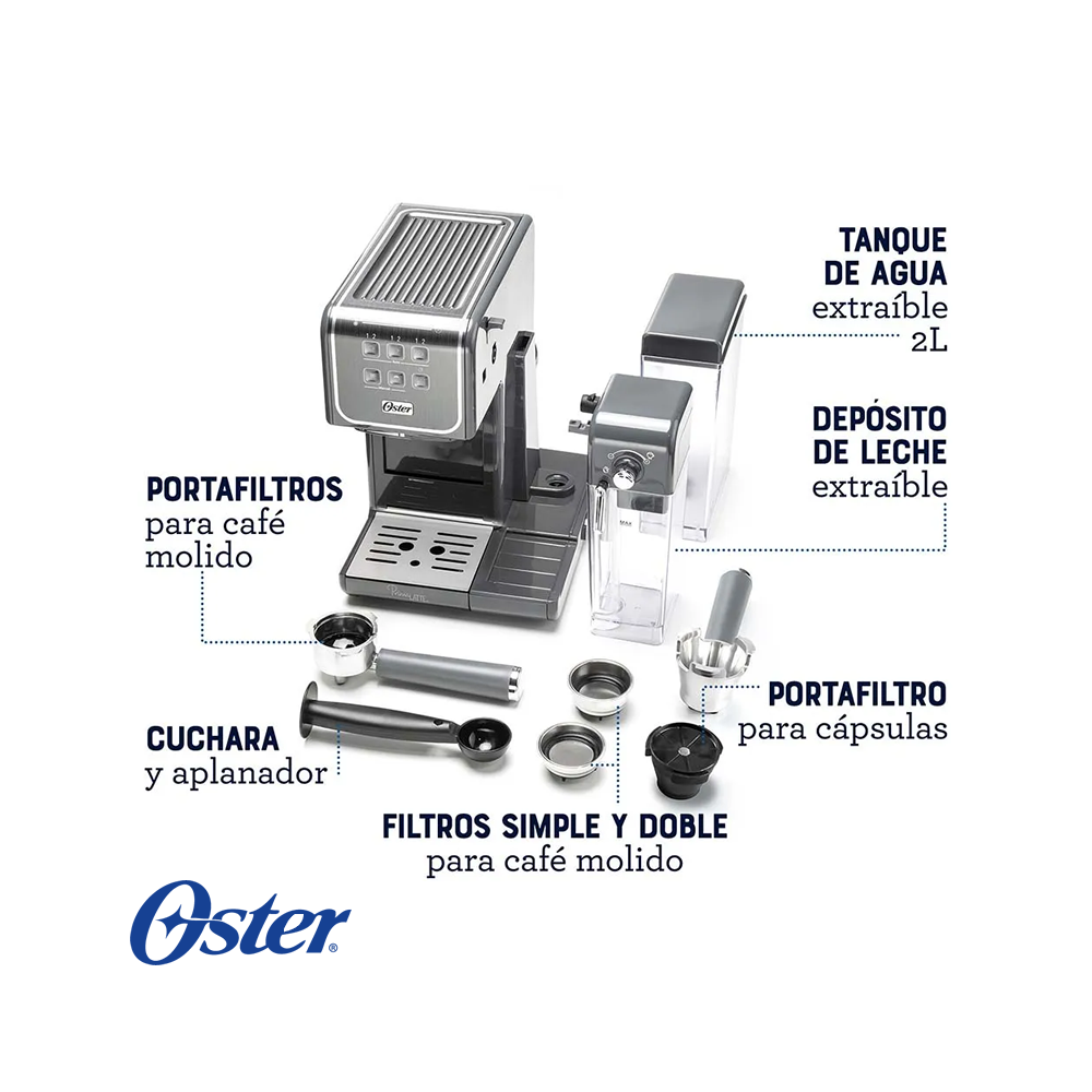 Cafetera Oster Expreso y Capuchino Prima Latte Touch BVSTEM6801M