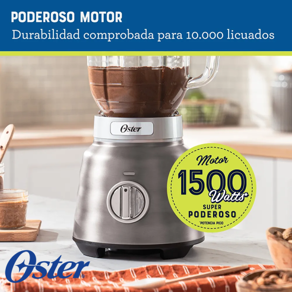 Licuadora Oster Max Reversible 1500 Watts - Jarra de Vidrio de 1.7 Litros BLSTPBRGR