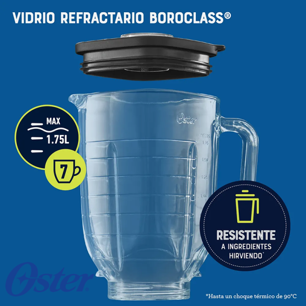 Licuadora Oster Max Reversible 1500 Watts - Jarra de Vidrio de 1.7 Litros BLSTPBRGR