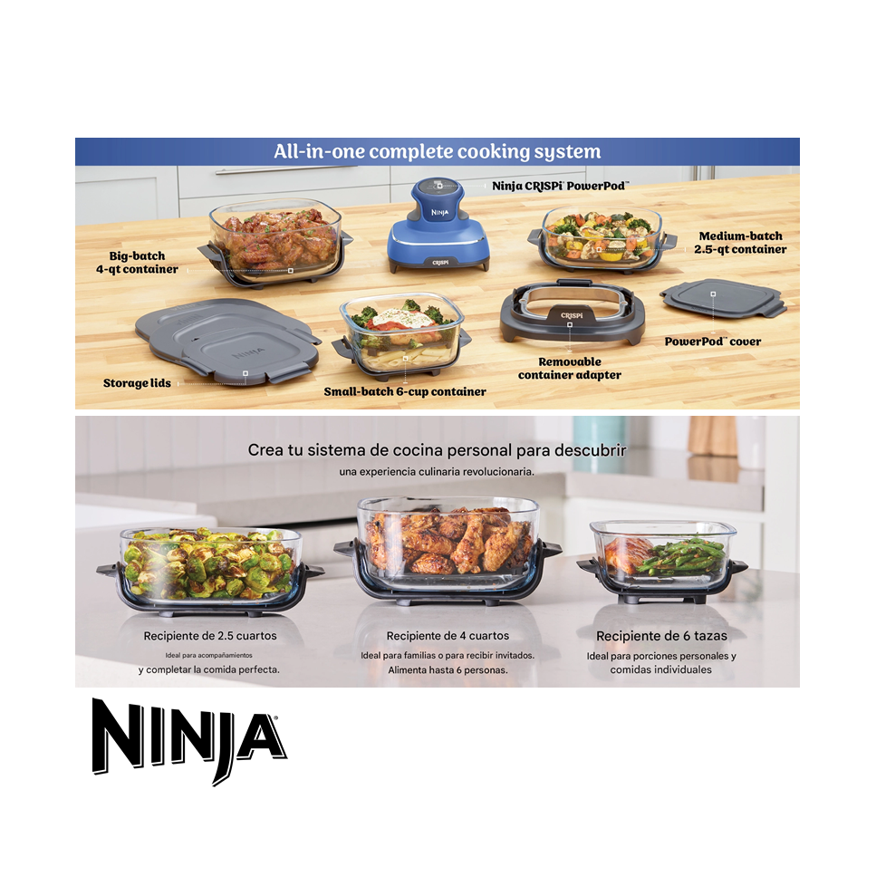 Freidora de Aire Ninja Crispi 1500 Watts + 3 Recipientes FN103CO