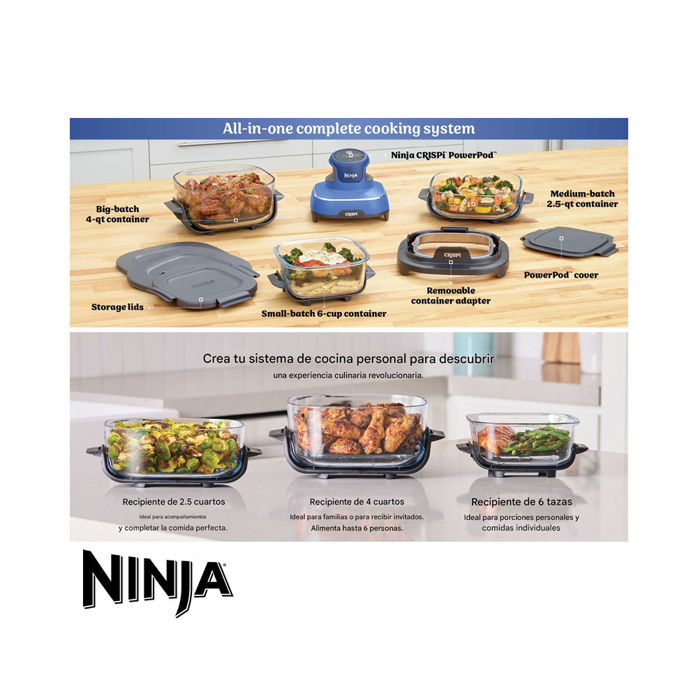 Freidora de Aire Ninja Crispi 1500 Watts + 3 Recipientes FN103CO