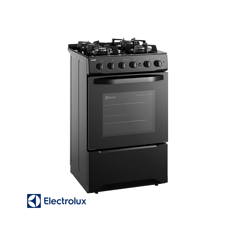 Cocina de Gas Electrolux Base de Vidrio Negro – 4 Quemadores Con Grill FE4GPE