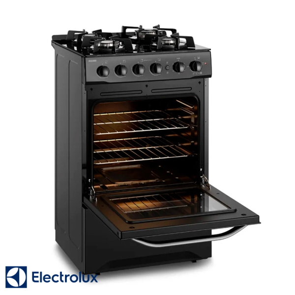 Cocina de Gas Electrolux Base de Vidrio Negro – 4 Quemadores Con Grill FE4GPE