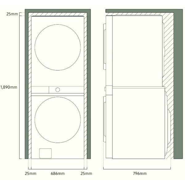 Torre de Lavado Samsung Bespoke 22 kg Electrica 220v WH22DBH570