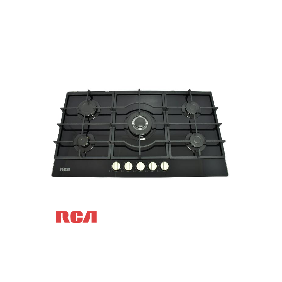 Encimera a Gas Empotrable RCA 5 Quemadores 86cm Vidrio Templado 90G-060