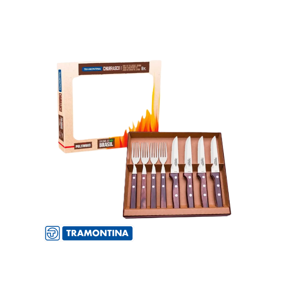 Cubiertos Para Asado Tramontina 8 Piezas 29899/297