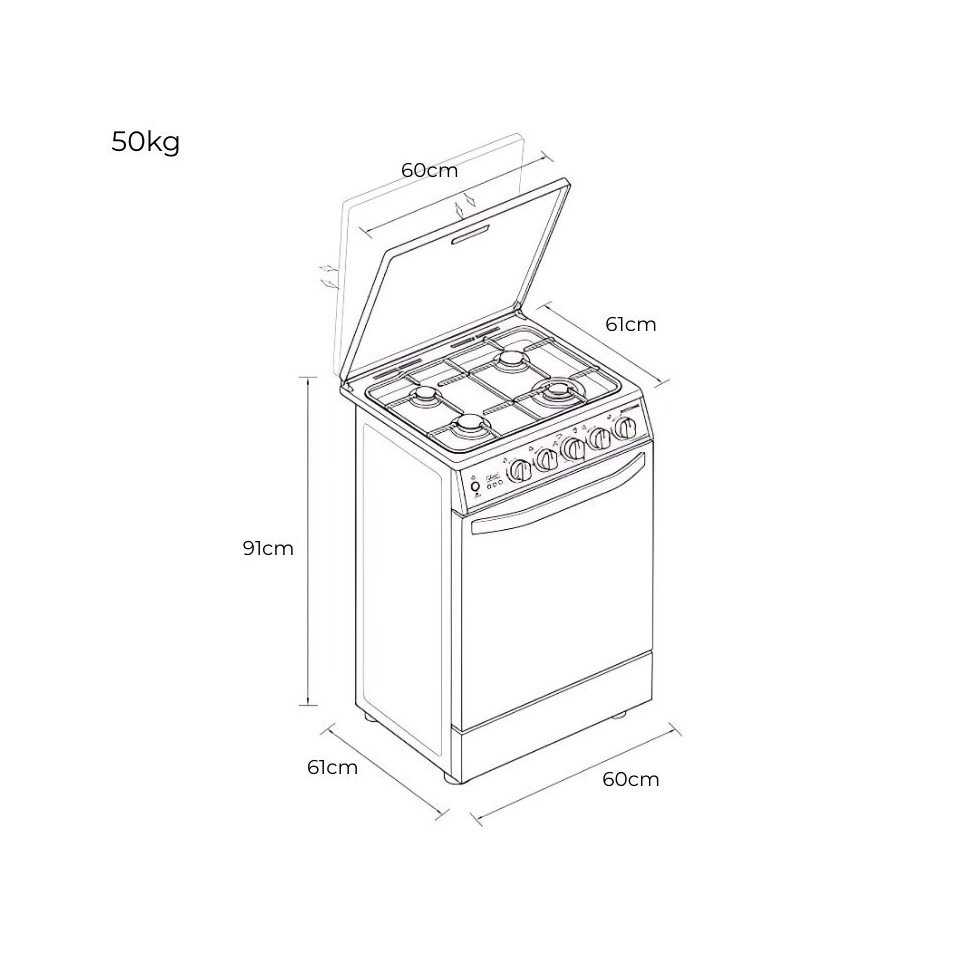 Cocina de Gas Ecoline 4 Quemadores Acero Panel Digital - DOMENICA
